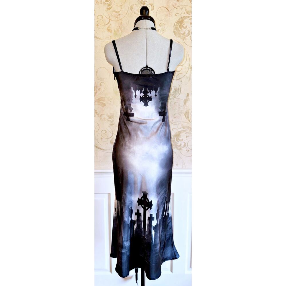 Dolls Kill Widow The Devil Decides Graveyard Midi Cami Dress XS Whimsigoth Punk - Picture 9 of 16